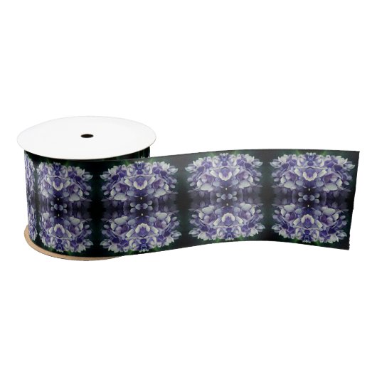 Ruban En Satin Blue Hydrangea Petals Motif Abstrait (Bobine)