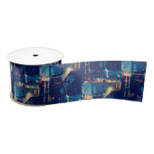 Ruban En Satin Blue Palm (Bobine)