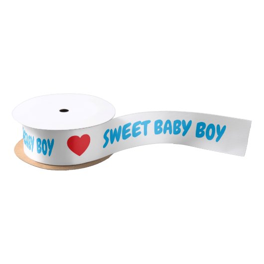 Ruban En Satin Blue Sweet Baby Boy Red Heart (Bobine)