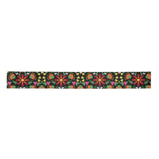 Ruban En Satin Boho Design Bold Color Floral (Devant)