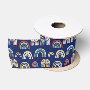 Ruban En Satin Boho Or Doré Arc-en-ciel Abstrait Bleu Coloré