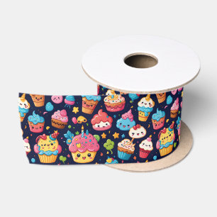 Ruban En Satin Bold Motif d'anniversaire Kawaii