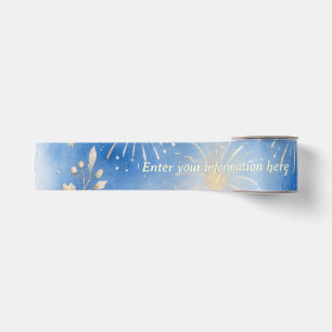Ruban En Satin Bonne année aquarelle avec feu d'artifice