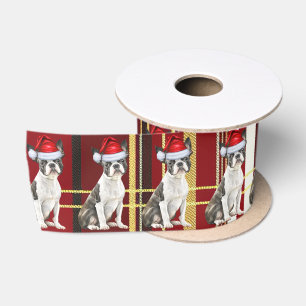 Ruban En Satin Boston Terrier Chien vacances Plaid Fundy Noël
