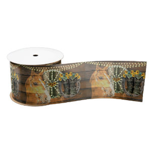 Ruban En Satin Botte de cowboy Rustique Cheval tournesol Wagon