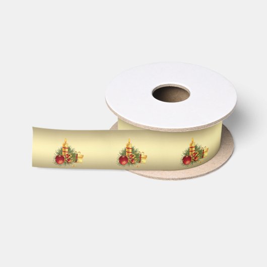 Ruban En Satin Bougie de Noël dorée (Bobine)