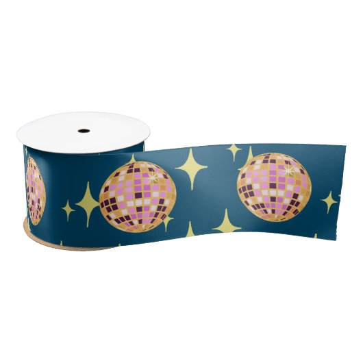 Ruban En Satin Boule Disco Moderne Bleu (Bobine)