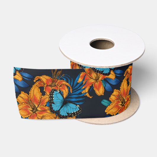 Ruban En Satin Bouquet tropical (Bobine)