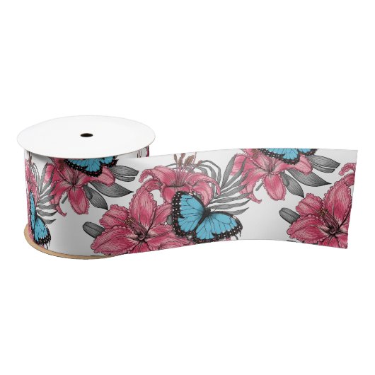 Ruban En Satin Bouquet tropical (Bobine)