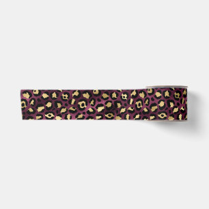 Ruban En Satin Bourgogne et Or Série Léopard Design 1