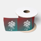 Ruban En Satin Bourgogne turquoise blanche (Bobine)