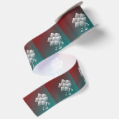 Ruban En Satin Bourgogne turquoise blanche (Dos)