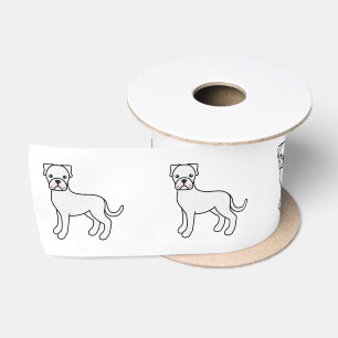 Ruban En Satin Boxer Blanc Chien de Dessin Animé Mignon