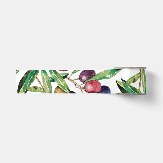 Ruban En Satin Branche d'olive aquarelle (Devant)