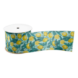 Ruban En Satin Branches de citron bleu et jaune