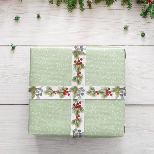 Ruban En Satin Branches de pins d'Eucalyptus Botanique Berries Ho