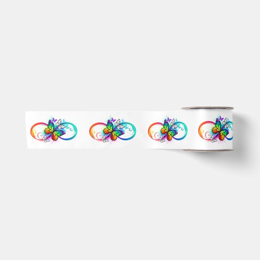 Ruban En Satin Bright infinity with rainbow butterfly (Devant)