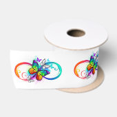 Ruban En Satin Bright infinity with rainbow butterfly (Bobine)