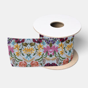 Ruban En Satin Broderie florale Motif avec de belles fleurs