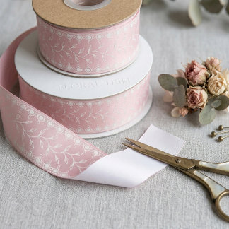 Ruban En Satin Broderie Florale Rose Tendre Élégante