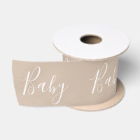 Brown Tan Baby Script Élégant Baby shower