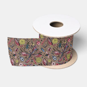 Ruban En Satin Bugs de Doodle sur mocha brown