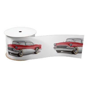 Ruban En Satin Buick vintage en blanc