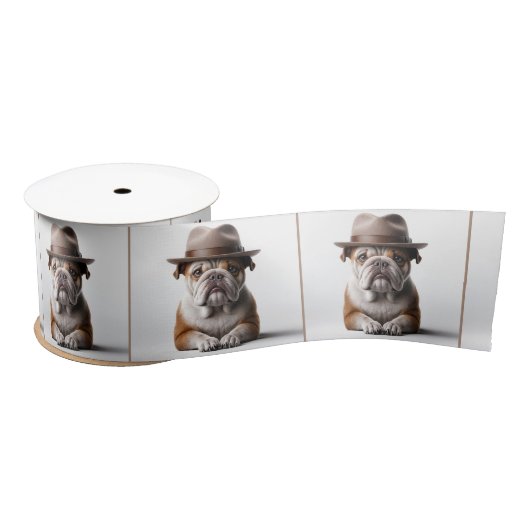 Ruban En Satin Bulldog portant une fedora (Bobine)