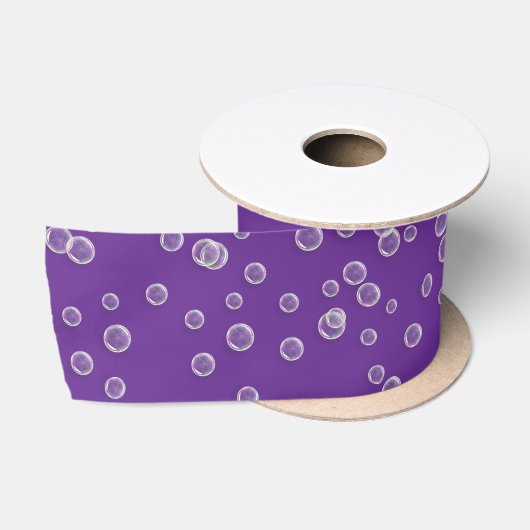 Ruban En Satin Bulles sur violet (Bobine)