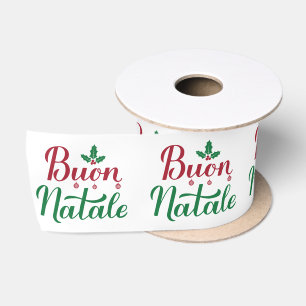 Ruban En Satin Buon Natale Red Green