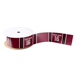 Ruban En Satin Burgundy Black Wht Team Jersey Numéro personnalisé