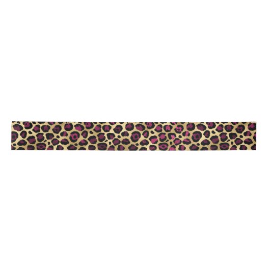 Ruban En Satin Burgundy et Gold Leopard Series Design 2 (Devant)