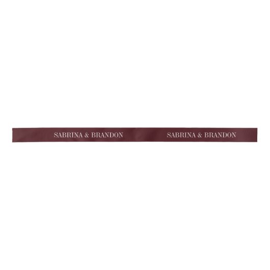 Ruban En Satin Burgundy Wedding Custom Names Pattern (Devant)