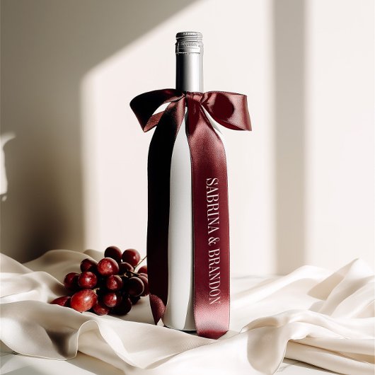 Ruban En Satin Burgundy Wedding Single Inscription Custom Names 