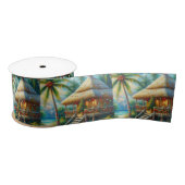 Ruban En Satin Cabane Tropicale Noël Palm Tree Beach Lumières (Bobine)
