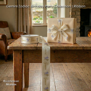 Ruban En Satin Cadeau d'anniversaire du zodiaque Gémeaux paillett