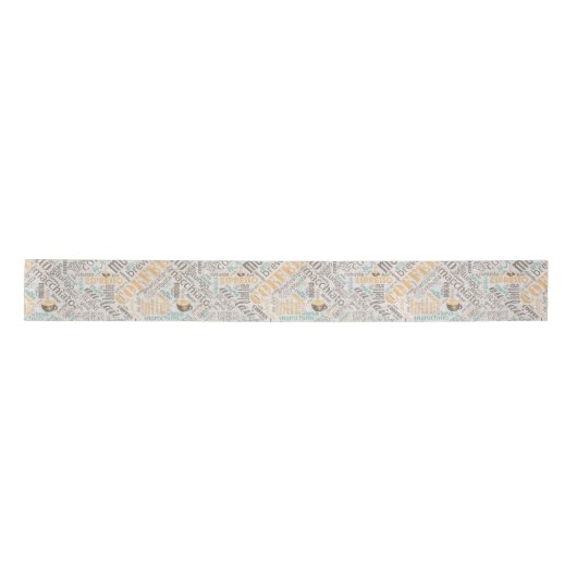 Ruban En Satin Café sur Burlap Word Cloud Turquoise ID283 (Devant)