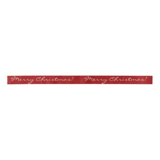 Ruban En Satin Calliage blanc Joyeux Noël Script sur rouge (Devant)