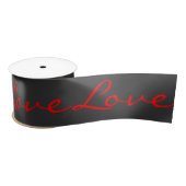 Ruban En Satin Calligraphie tendance Grey Red Love Mariage (Bobine)