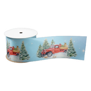 Ruban En Satin Camion rouge de campagne en cadeau de transport de