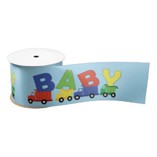 Ruban En Satin Camions Boy Baby shower Construction Cute