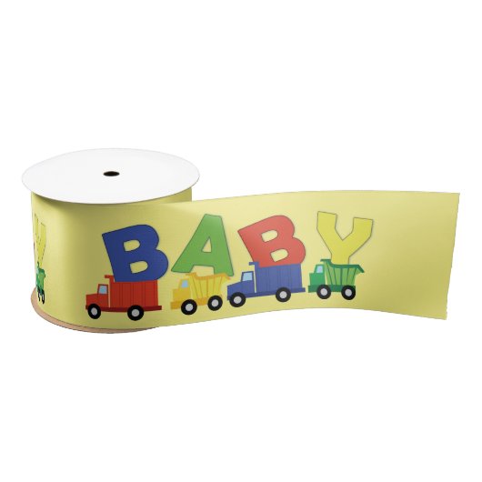 Ruban En Satin Camions Boy Baby shower Construction Cute (Bobine)