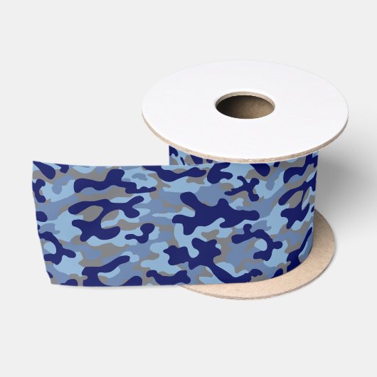 Ruban En Satin Camo bleu (Bobine)