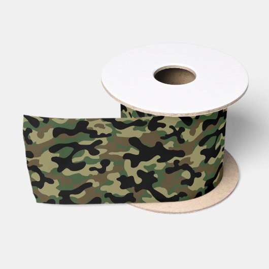Ruban En Satin Camo Kaki de Bois (Bobine)