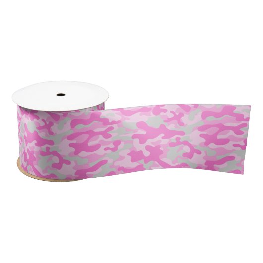 Ruban En Satin Camo rose (Bobine)