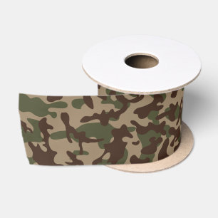Ruban En Satin Camouflage Bois Profond 