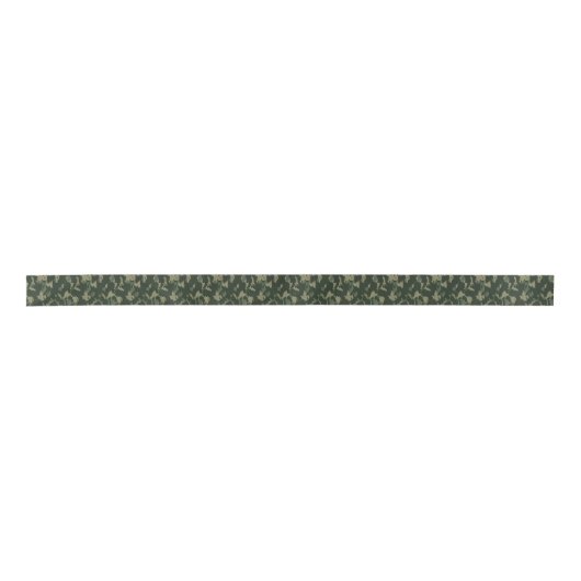 Ruban En Satin Camouflage vert foncé gris beige design Camo (Devant)