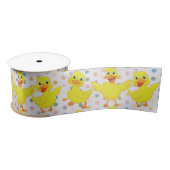 Ruban En Satin Canards jaunes sur Pois (Bobine)