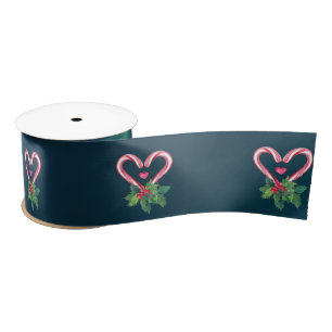 Ruban En Satin Canneberges,Canne de Noël ,Noël Vert