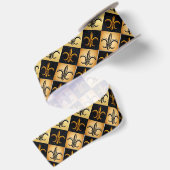 Ruban En Satin Carreau Fleur De Lis (Dos)